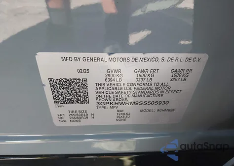 2025 Honda Prologue Touring from USA, damaged, VIN 3GPKHWRM9SS505930